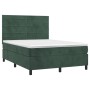 Cama box spring con colchón terciopelo verde oscuro 140x190 cm de , Camas y somieres - Ref: Foro24-3143082, Precio: 510,72 €,...