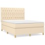 Cama box spring con colchón tela color crema 140x190 cm de , Camas y somieres - Ref: Foro24-3142574, Precio: 523,03 €, Descue...