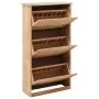 Mueble zapatero de madera maciza de nogal 55x20x104 cm de vidaXL, Zapateros y organizadores de calzado - Ref: Foro24-247600, ...