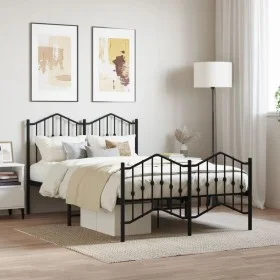 Estructura de cama con cabecero y estribo metal negro 120x190cm de , Camas y somieres - Ref: Foro24-373804, Precio: 98,34 €, ...