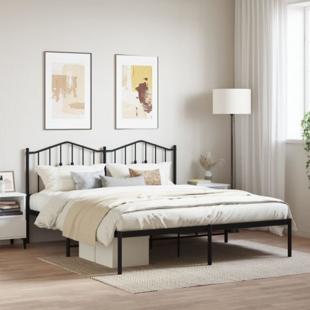 Estructura de cama con cabecero metal negro 183x213 cm de , Camas y somieres - Ref: Foro24-373794, Precio: 101,85 €, Descuent...