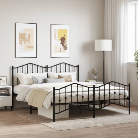 Estructura de cama cabecero y pie de cama metal negro 160x200cm de , Camas y somieres - Ref: Foro24-373810, Precio: 117,89 €,...