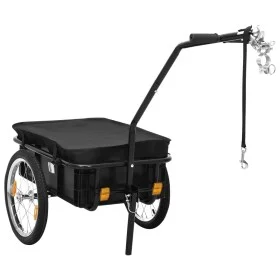 Remolque de bicicleta/carrito de mano acero negro 155x60x83 cm de vidaXL, Remolques para bicicletas - Ref: Foro24-91771, Prec...