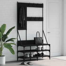 Perchero con zapatero negro 100x40x184 cm de , Organizadores de vestidores y perchas de barra - Ref: Foro24-837852, Precio: 9...