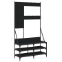 Perchero con zapatero negro 100x40x184 cm de , Organizadores de vestidores y perchas de barra - Ref: Foro24-837852, Precio: 9...