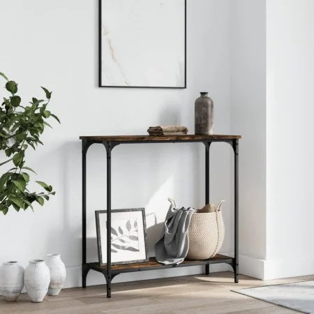Konsolentisch aus geräuchertem Eichenholzwerkstoff, 75 x 30,5 x 75 cm von , Seitentische - Ref: Foro24-837709, Preis: 37,23 €...