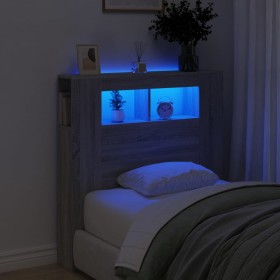 Cabecero LED madera ingeniería gris Sonoma 100x18,5x103,5 cm de , Cabeceros y pies de cama - Ref: Foro24-837335, Precio: 59,8...