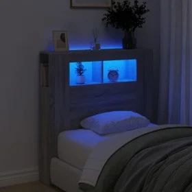 Sonoma gray engineered wood LED headboard 100x18.5x103.5 cm by , Headboards and footboards - Ref: Foro24-837335, Price: 59,29...