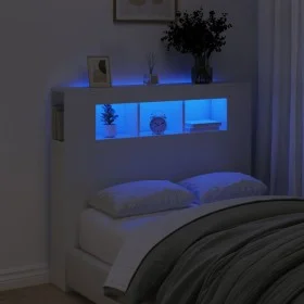 Cabecero con LED madera de ingeniería blanco 120x18,5x103,5 cm de , Cabeceros y pies de cama - Ref: Foro24-837337, Precio: 92...