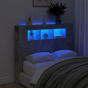 Cabecero LED madera ingeniería gris hormigón 120x18,5x103,5 cm de , Cabeceros y pies de cama - Ref: Foro24-837340, Precio: 84...