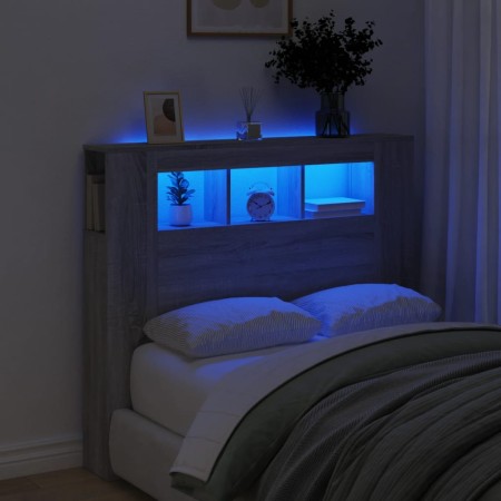 Cabecero LED madera ingeniería gris Sonoma 120x18,5x103,5 cm de , Cabeceros y pies de cama - Ref: Foro24-837342, Precio: 77,0...