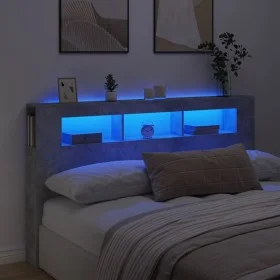Cabecero LED madera ingeniería gris hormigón 180x18,5x103,5 cm de , Cabeceros y pies de cama - Ref: Foro24-837361, Precio: 92...