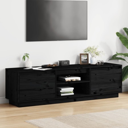 Mueble de TV madera maciza de pino negro 140x35x40 cm de , Muebles TV - Ref: Foro24-840414, Precio: 111,21 €, Descuento: %