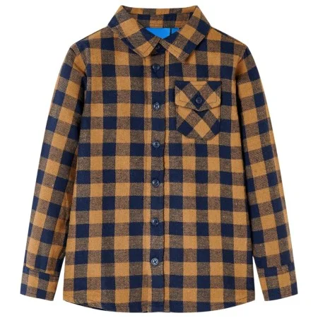 Camisa a cuadros infantil coñac y azul 104 de , Camisetas para niños - Ref: Foro24-12955, Precio: 10,32 €, Descuento: %