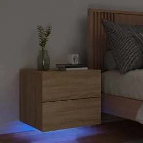 Mesita de noche de pared con luces LED roble Sonoma de , Mesitas de noche - Ref: Foro24-836816, Precio: 52,62 €, Descuento: %