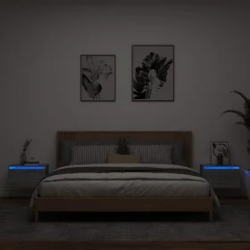 Wall bedside tables with LED lights 2 units gray Sonoma by , Nightstands - Ref: Foro24-836837, Price: 72,79 €, Discount: %