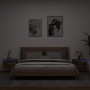Mesitas de noche de pared con luces LED 2 uds roble ahumado de , Mesitas de noche - Ref: Foro24-836835, Precio: 73,93 €, Desc...