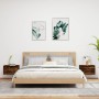 Mesitas de noche de pared con luces LED 2 uds roble ahumado de , Mesitas de noche - Ref: Foro24-836835, Precio: 73,93 €, Desc...