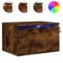 Mesitas de noche de pared con luces LED 2 uds roble ahumado de , Mesitas de noche - Ref: Foro24-836835, Precio: 72,25 €, Desc...