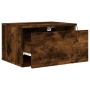 Mesitas de noche de pared con luces LED 2 uds roble ahumado de , Mesitas de noche - Ref: Foro24-836835, Precio: 73,93 €, Desc...
