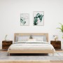 Mesitas de noche de pared con luces LED 2 uds roble ahumado de , Mesitas de noche - Ref: Foro24-836821, Precio: 81,69 €, Desc...