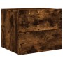 Mesitas de noche de pared con luces LED 2 uds roble ahumado de , Mesitas de noche - Ref: Foro24-836821, Precio: 81,69 €, Desc...