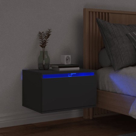 Mesita de noche de pared con luces LED negro de , Mesitas de noche - Ref: Foro24-836828, Precio: 58,70 €, Descuento: %