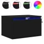 Wall bedside table with black LED lights by , Nightstands - Ref: Foro24-836828, Price: 57,14 €, Discount: %