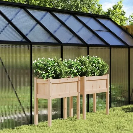 Jardineras de exterior con patas 2 uds madera maciza de pino de , Maceteros y jardineras - Ref: Foro24-837555, Precio: 73,58 ...