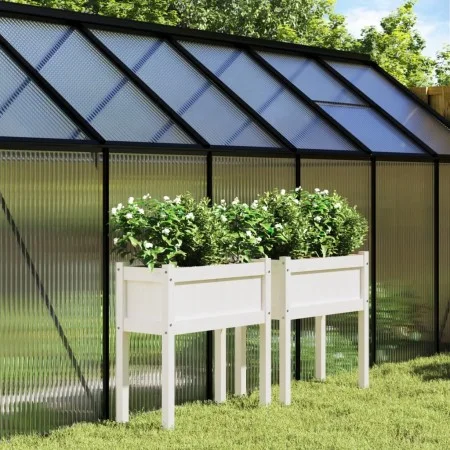 Jardineras exterior con patas 2 uds madera maciza pino blanco de , Maceteros y jardineras - Ref: Foro24-837557, Precio: 87,29...
