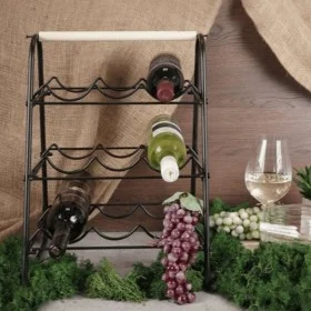 Home&Styling Botellero para 9 botellas metal negro y natural de , Botelleros - Ref: Foro24-447483, Precio: 32,67 €, Descuento: %