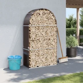 Leñero de acero galvanizado marrón 120x45x210 cm de , Bolsas y soportes de leña - Ref: Foro24-364572, Precio: 64,90 €, Descue...