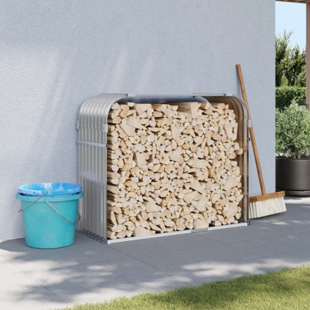 Leñero de acero galvanizado gris claro 120x45x100 cm de , Bolsas y soportes de leña - Ref: Foro24-364553, Precio: 47,84 €, De...