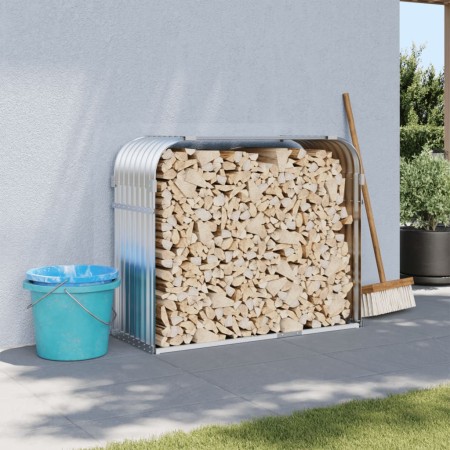 Leñero de acero galvanizado plateado 120x45x100 cm de , Bolsas y soportes de leña - Ref: Foro24-364593, Precio: 47,94 €, Desc...