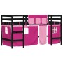 Cama alta para niños con cortinas madera pino rosa 90x200 cm de , Camas y somieres - Ref: Foro24-3206972, Precio: 196,89 €, D...