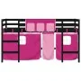 Cama alta para niños con cortinas madera pino rosa 90x200 cm de , Camas y somieres - Ref: Foro24-3206972, Precio: 195,71 €, D...