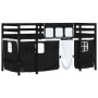Cama alta niños con cortinas madera pino blanco negro 90x200 cm de , Camas y somieres - Ref: Foro24-3206970, Precio: 199,95 €...