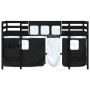 Cama alta niños con cortinas madera pino blanco negro 90x200 cm de , Camas y somieres - Ref: Foro24-3206970, Precio: 199,95 €...