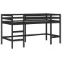 Cama alta niños con cortinas madera pino blanco negro 90x200 cm de , Camas y somieres - Ref: Foro24-3206970, Precio: 199,95 €...