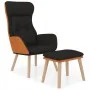 Sillón de relax con taburete tela y cuero sintético negro de , Sillones - Ref: Foro24-3097766, Precio: 135,54 €, Descuento: %