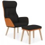 Sillón de relax con taburete tela y cuero sintético negro de , Sillones - Ref: Foro24-3097766, Precio: 139,77 €, Descuento: %