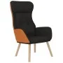 Relaxation armchair with black fabric and synthetic leather stool by , Armchairs - Ref: Foro24-3097766, Price: 135,54 €, Disc...