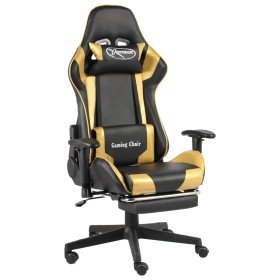 Silla gaming giratoria con reposapiés PVC dorado en Sillas gaming | Comprar online en Foru.es