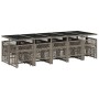 Set comedor de jardín con cojines 15 pzas ratán sintético gris en Conjuntos de jardín | Comprar online en Foru.es