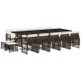 Set comedor de jardín y cojines 15 pzas ratán sintético marrón en Conjuntos de jardín | Comprar online en Foru.es