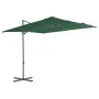 Sombrilla voladiza con poste de acero verde 250x250 cm de vidaXL, Sombrillas - Ref: Foro24-44625, Precio: 95,37 €, Descuento: %
