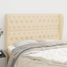Cabecero con orejas de tela color crema 147x23x118/128 cm de , Cabeceros y pies de cama - Ref: Foro24-3118295, Precio: 159,59...
