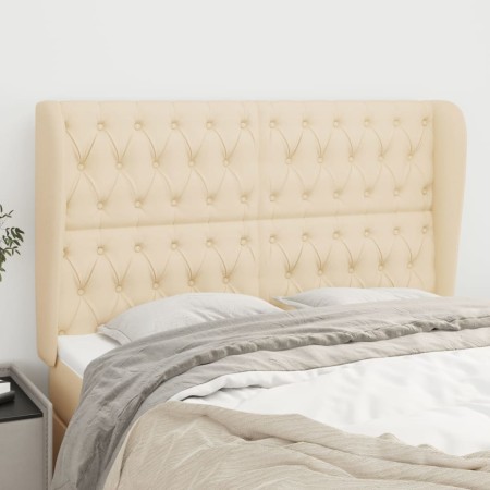 Cabecero con orejas de tela color crema 147x23x118/128 cm de , Cabeceros y pies de cama - Ref: Foro24-3118295, Precio: 160,54...