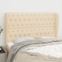 Cabecero con orejas de tela color crema 147x23x118/128 cm de , Cabeceros y pies de cama - Ref: Foro24-3118295, Precio: 160,54...
