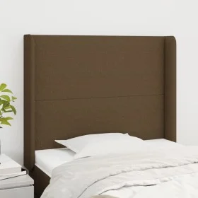 Cabecero con orejas de tela marrón oscuro 93x16x118/128 cm de , Cabeceros y pies de cama - Ref: Foro24-3119285, Precio: 65,24...